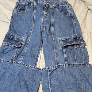 Girls Blue Denim Cargo Jeans